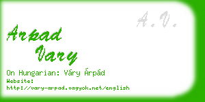 arpad vary business card