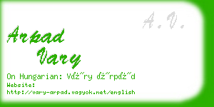 arpad vary business card